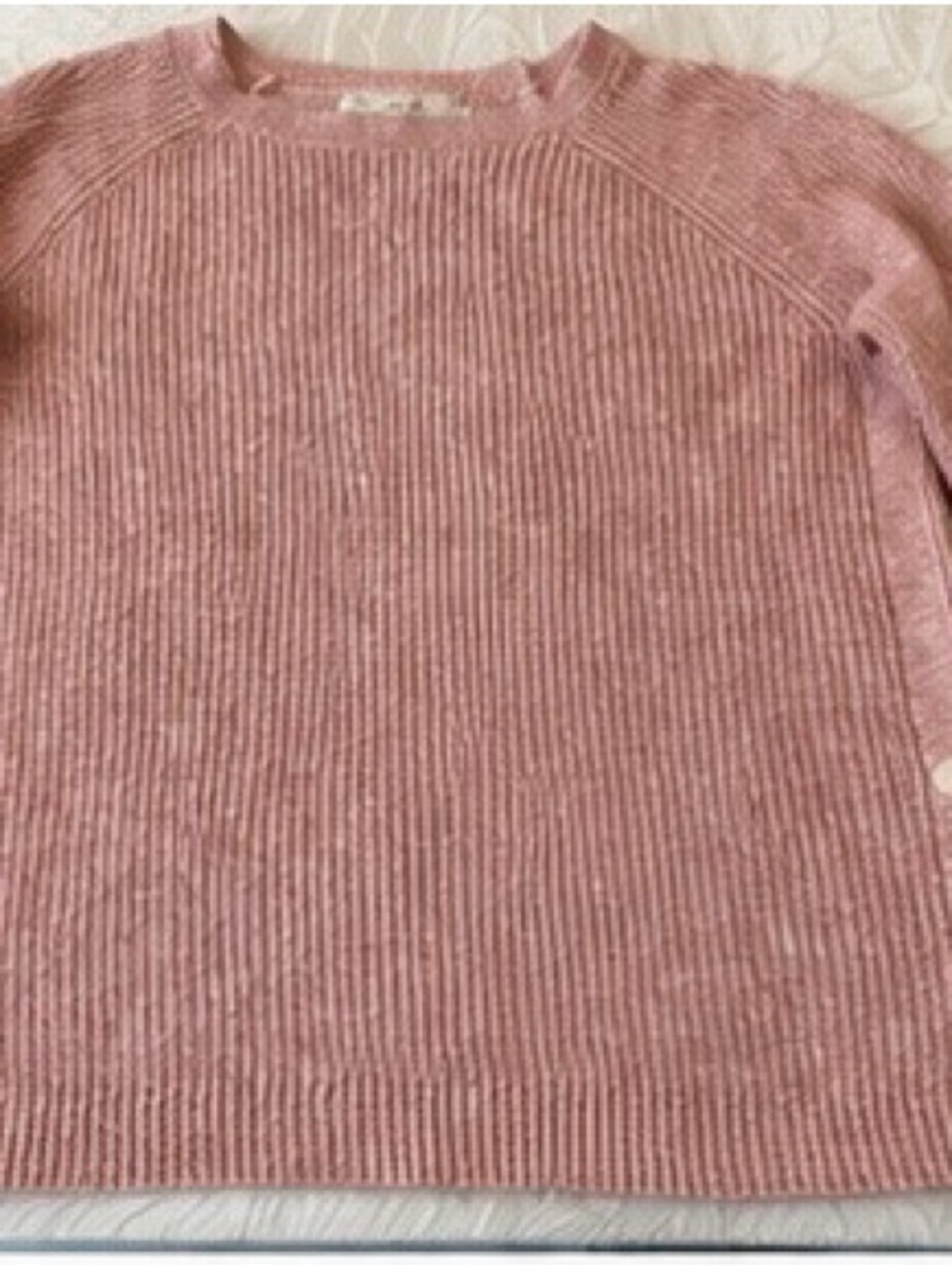 LOFT COTTON SIDE BUTTON SWEATER BLUSH PINK  (size S) - Picture 3 of 6